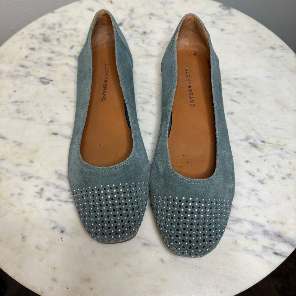 Lucky Brand Flats Size 6 green shoes Suede - Picture 2 of 6